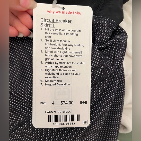 Lululemon Circuit Breaker Skirt - New with tags 🖤🤍 - Picture 4 of 4